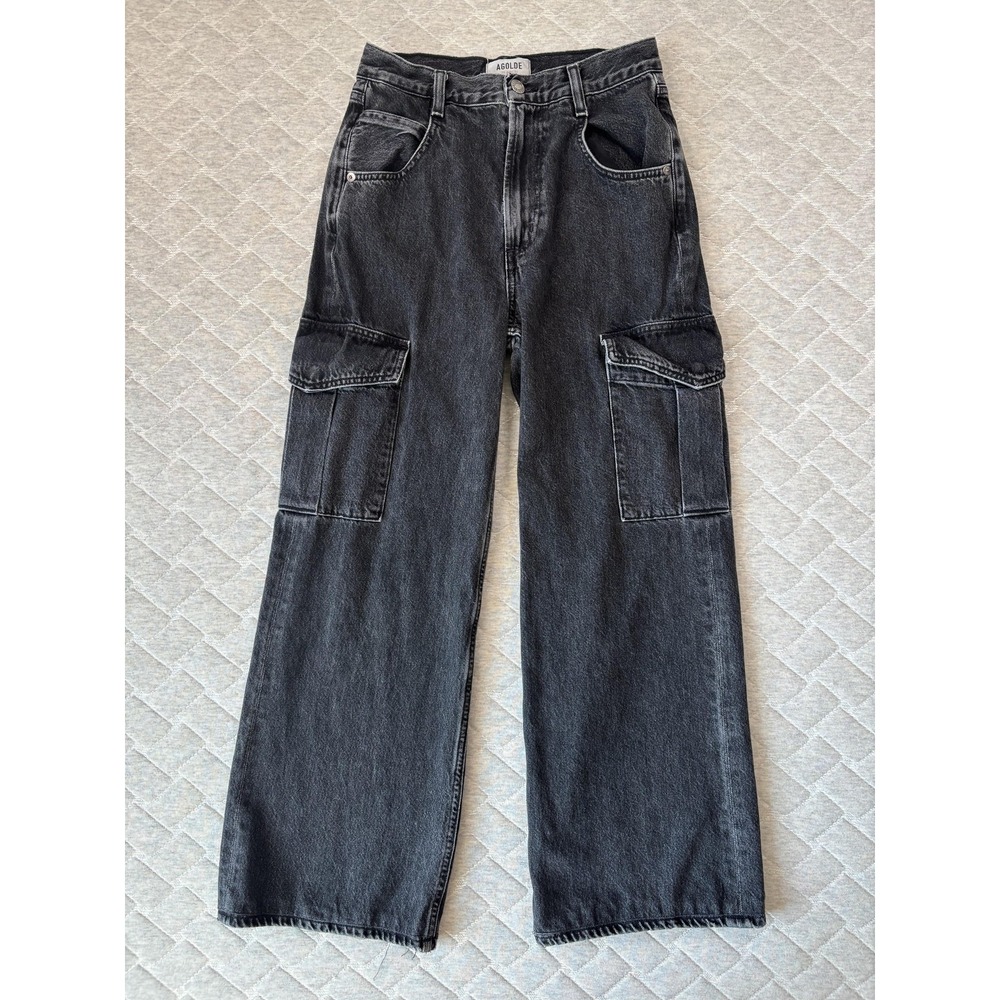 Agolde Cargo Jeans Womens 24 Black Minka Wide Leg Utility Pockets Street Style